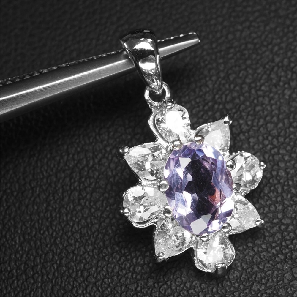Elegant Silver and Purple Spinel Pendant